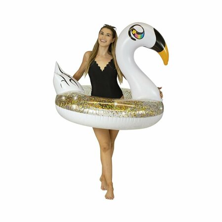 ALEGRE Gold Glitter Swan - 48 in. Jumbo Beach & Pool Tube AL2772347